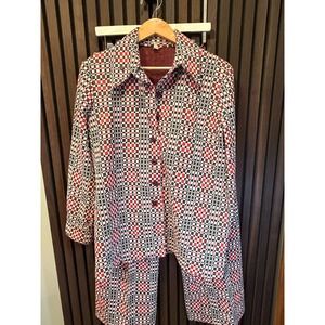 Vintage Women's Polyester Leisure Suit Red/Brown/Green - Vintage Size 18